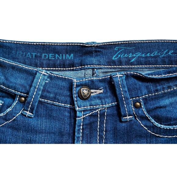 Ariat Turquoise Women's Low Rise Bootcut Med Wash Jeans Western Cowgirl Sz 29L - Picture 8 of 11